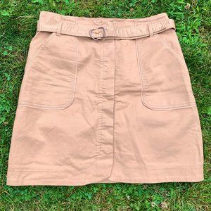 "Loft" tan skirt w/ belt, size 10, EUC